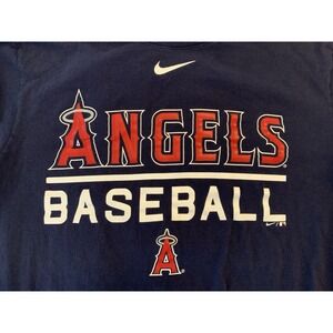 Nike Angels Baseball Tee Shirt Woman's Large Blue "The Big A"